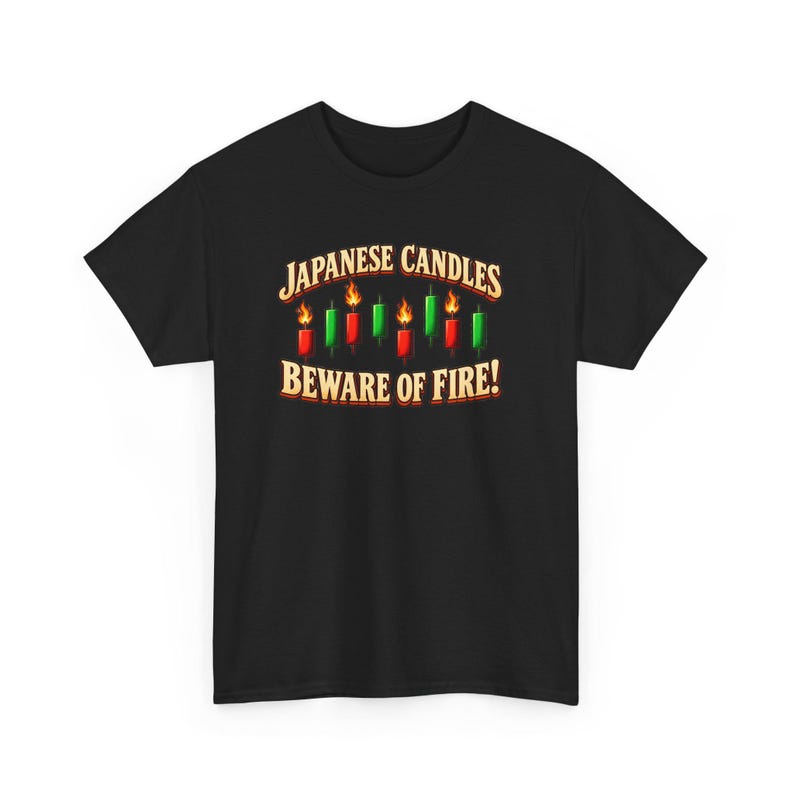 Japanese Candles Beware of Fire T-Shirt, Funny Stock Trader Candlestick Chart Tee, Day Trading Gift for Him, Crypto Investor Humor Shirt image 2