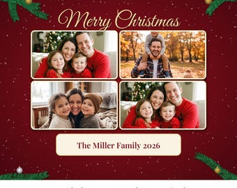 Personalized Family Puzzle with 4 Photos, Custom Christmas Photo Collage Jigsaw, 520 Piece Picture Puzzle, Christmas Gift for Grandma