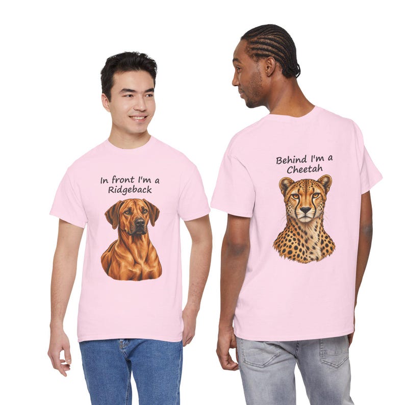 Camiseta con estampado de Rhodesian Ridgeback y guepardo, regalo divertido para amantes de los perros, estampado a doble cara. imagen 14