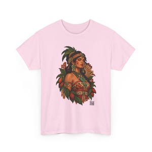 Mayan Princess T-Shirt with Jade Jewelry and Cacao Pods, Maya Woman Graphic Tee, Latina Heritage Shirt, Guatemala Mexico Gift for Her image 10