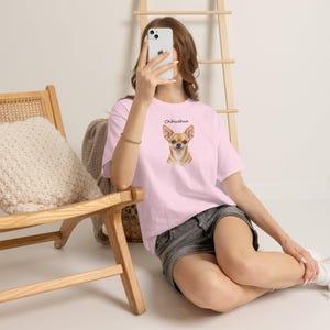 Camiseta con retrato realista de chihuahua, regalo para amantes de los perros pequeños, camiseta de algodón grueso. imagen 9