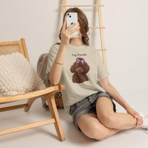 Brown Toy Poodle with Lilac Bow T-Shirt, Realistic Dog Lover Gift image 5