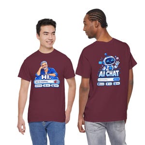 Human vs AI Chat T-Shirt, Funny Tech Humor Tee, Two-Sided Print image 10