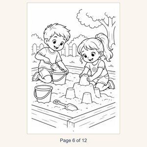 Playground Coloring Book Printable for Kids, Slide Swings Seesaw Coloring Pages, Outdoor Play Activity, 13 Page PDF, Instant Download image 8