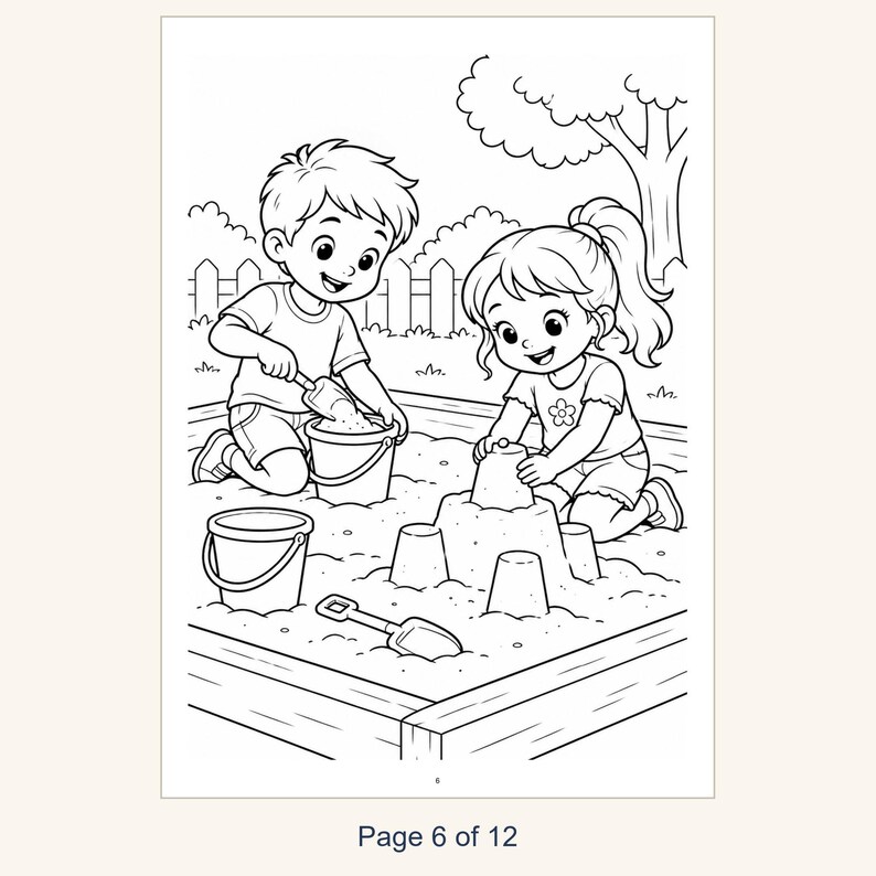 Playground Coloring Book Printable for Kids, Slide Swings Seesaw Coloring Pages, Outdoor Play Activity, 13 Page PDF, Instant Download image 8