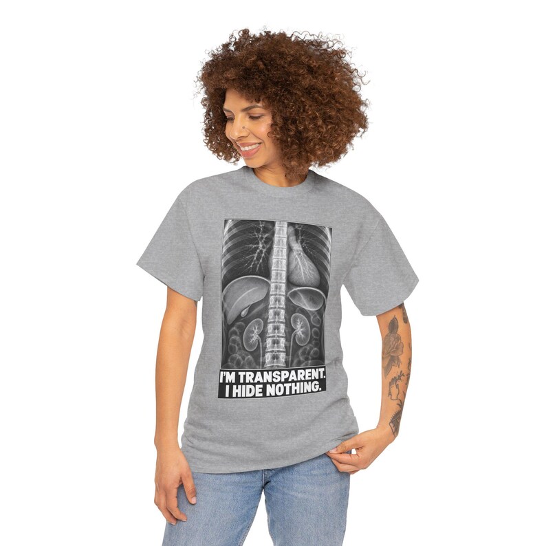 Camiseta de rayos X: Soy transparente, no escondo nada. Divertida camiseta de esqueleto con mensaje honesto. imagen 7