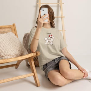 Realistic Poodle Mom T-Shirt, Show-Cut Poodle with Red Bow, Cotton Tee image 5