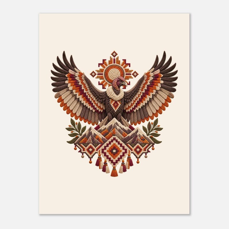 Andean Condor Poster, Peruvian Folk Art Print, Andes Mountains Wall Decor image 6