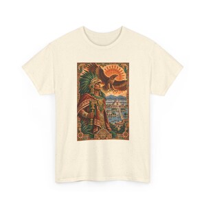 Aztec Eagle Warrior Shirt, Golden Eagle over Tenochtitlan Graphic Tee, Mexican Heritage T-Shirt, Aztec Mythology Art, Chicano Pride Gift immagine 3