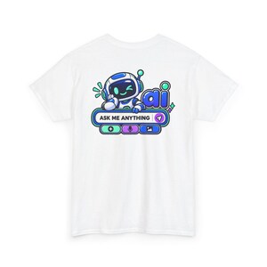 Anti AI Chat Box Tee, Neon Robot Back Print, Funny Gift for Her image 12