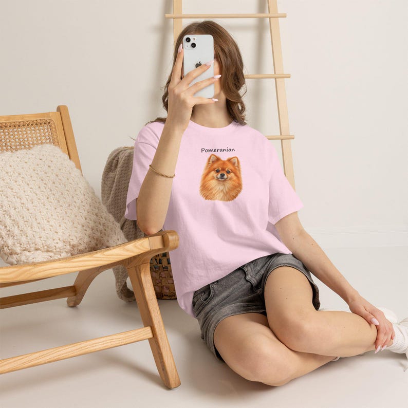 Realistic Pomeranian Portrait T-Shirt, Pom Dog Lover Gift (AI Illustration) image 9