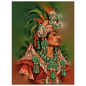 Mayan King Poster, Noble in Jade Headdress, Guatemala Mexico Wall Art Print image 2