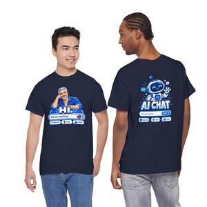 Human vs AI Chat T-Shirt, Funny Tech Humor Tee, Two-Sided Print image 8
