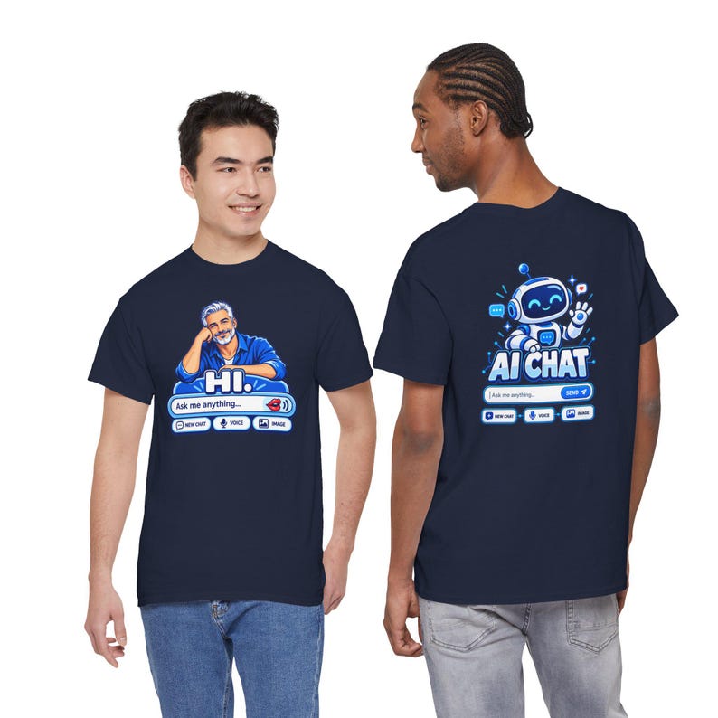 Human vs AI Chat T-Shirt, Funny Tech Humor Tee, Two-Sided Print image 8