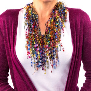 Handmade Necklace Jewelry for Women, Handmade Jewelry Textile Cloth Necklace, Handmade Multi-strand Necklaces, Colorful Scarf Necklace