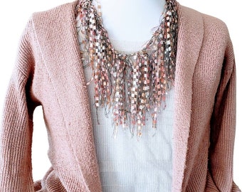 bib necklace online Multi Strand Necklaces for Women, Ribbon Necklaces, Textile BIB Necklace Scarf for Women, Colorful Scarf Necklace - Variants