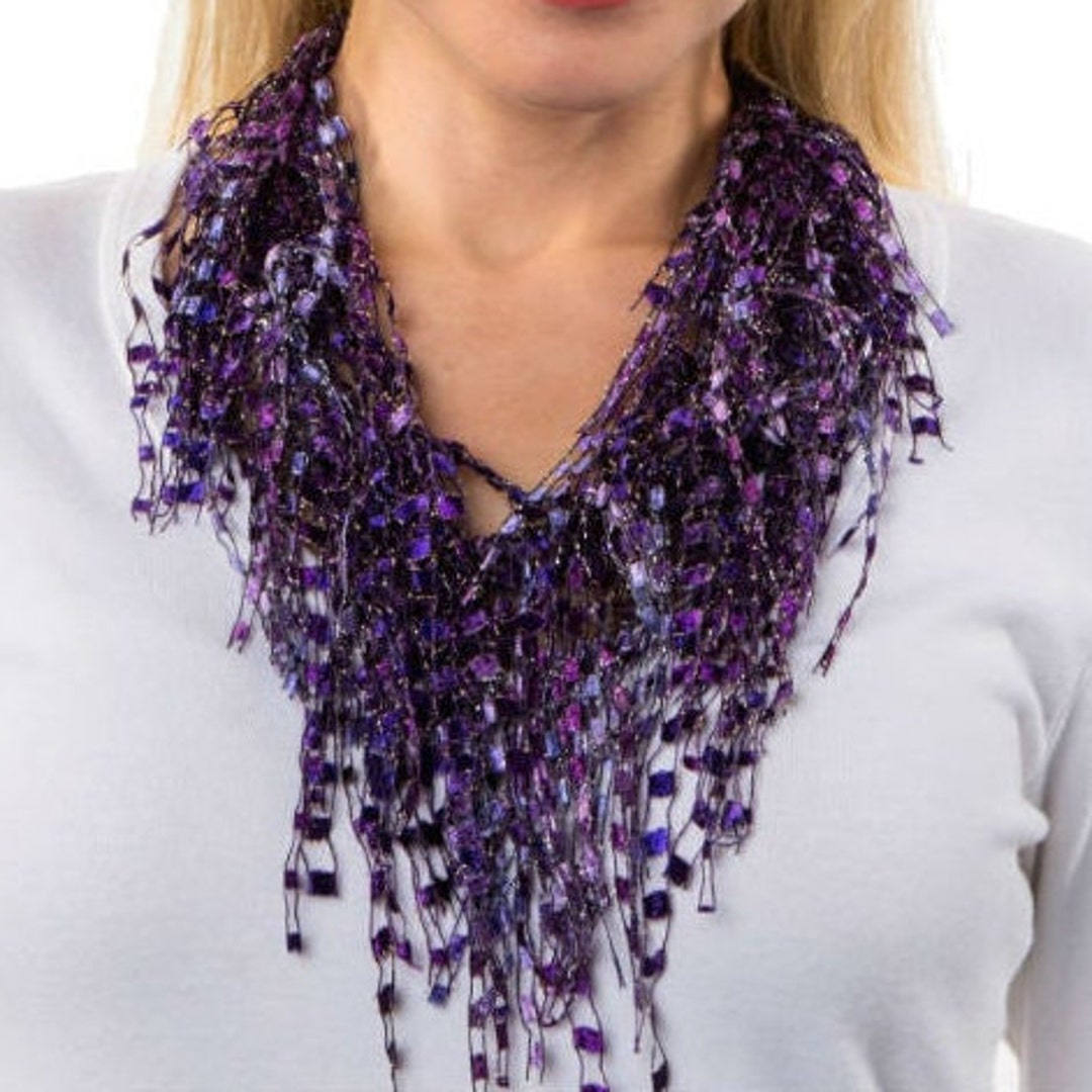 Purple Statement Necklaces for Women, Trellis Ladder Yarn Necklace