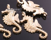 4pcs-29mmX12mm Matte Gold plated Brass Sea Horse charm, pendant for Jewelry Making (K460G)