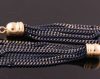 2PCS-50mmX6mmGold plated Brass Long Color Chain tassels, jewelry tassels Deco-Gold/Black(K356C)