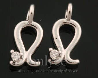 2pcs-9mmX4mm Bright Rhodium plated Brass eenvoudig sterrenbeeld met kubieke charme, hanger, sieraden aanbod, connector, Leo (K1440S-G)