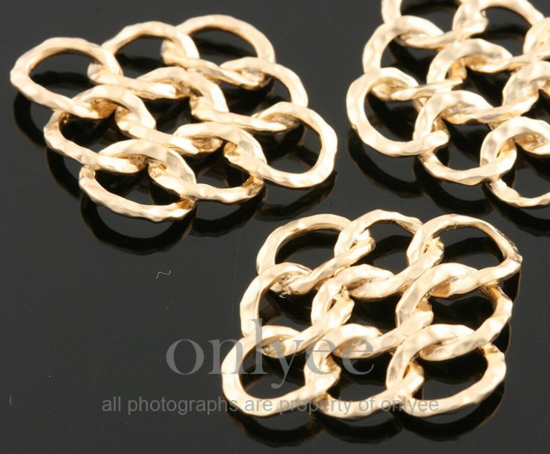 お気にいる 2pcs-27mmx23mm Matte Gold Plated Over Brass Connected アクセサリー
