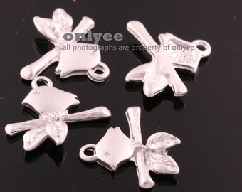 4Pcs-17mmX16mmMatt Rhodium Plated over Brass Lovely Bird Connectors Charms Pendant(K077S)