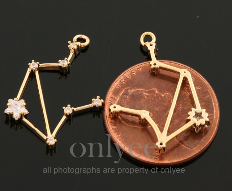 2pcs/10pcs-17mmx20mm Bright Rhodium Plated Brass Zodiac Sign