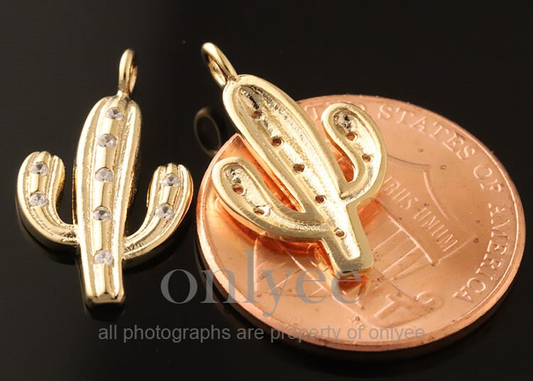 COGCHARGER Kaktus Charms 10 Stück - Messing Anhänger 18K Vergoldet Für Schmuckherstellung