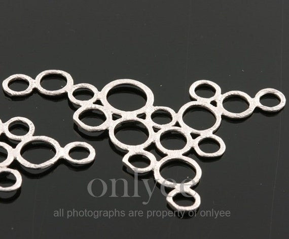 2pcs-18mmx12mm Matte Rhodium Plated Brass Combined Snowballs