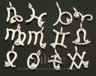12pcs-9mmX6mm Helder Rhodium plated Messing eenvoudig sterrenbeeld met kubieke charme, hanger, Sieraden aanbod, connector, Steenbok (K1440S-ALL)