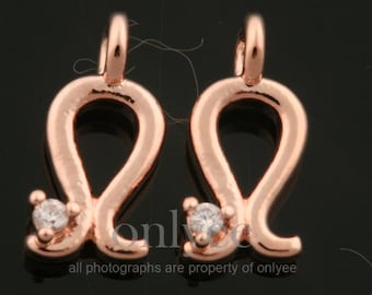 2pcs-9mmX4mm Helder Rose Verguld Messing eenvoudig Sterrenbeeld met kubieke charme, hanger, Sieraden aanbod, connector, Leeuw (K1440R-G)