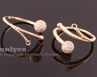 2PCS-nikkelvrij en loodvrij helder verguld messing verstelbare O-RING blanco basis met kubieke ronde deco O-ring (N188G)
