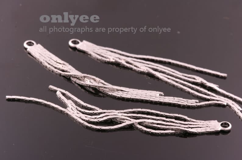 K812G necklace pendants dangles for earrings 10pcs-70mmX4mm Gold plated over Brass snake chain tassel charms