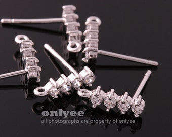 1pair/2pcs-11mmx3mmgold Plated Brass Cubic Zirconia in Brass