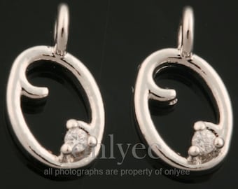 2pcs-8mmX4mm Bright Rhodium plated Brass eenvoudig sterrenbeeld met kubieke charme, hanger, sieraden aanbod, connector, kanker (K1440S-F)