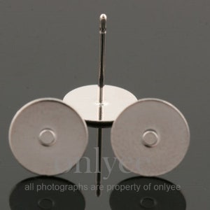 5p/10pcs-7mmX7mm Bright Rhodium Plated over Brass bonded with Glue on mini circle earring post, Jewelry Supply(K1705S)