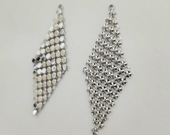 55 mm x 20 mm rhodium verzilverd messing gaas discostijl diamant dangly earring component met verbindingslus sieradenvoorraad (K1718S) (2 stuks)
