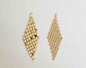 55 mm x 20 mm helder verguld messing gaas discostijl diamant dangly earring component met verbindingslus doe-het-zelf sieradenvoorraad (K1718G) (2 stuks)