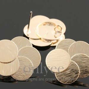 1pair/2pcs-19mmX19mm Matte Gold Plated over Brass simple combined circles, 92.5 sterling silver post Earring(K1580G)