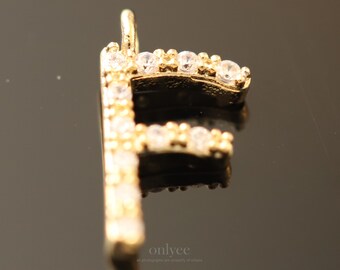 2pcs-10.5mm x 8mm Chapado en oro brillante sobre latón con mini alfabeto cúbico lindo, letra, joyería colgante inicial (K1430-1G-F)
