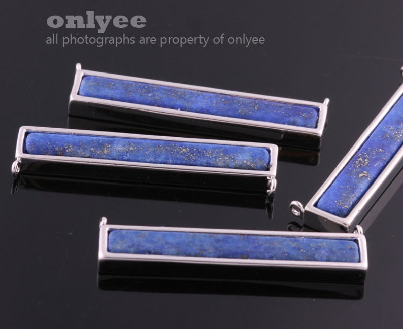 2pcs37mmx6mmbright Rhodium Plated Brass Framed Long Bar Etsy