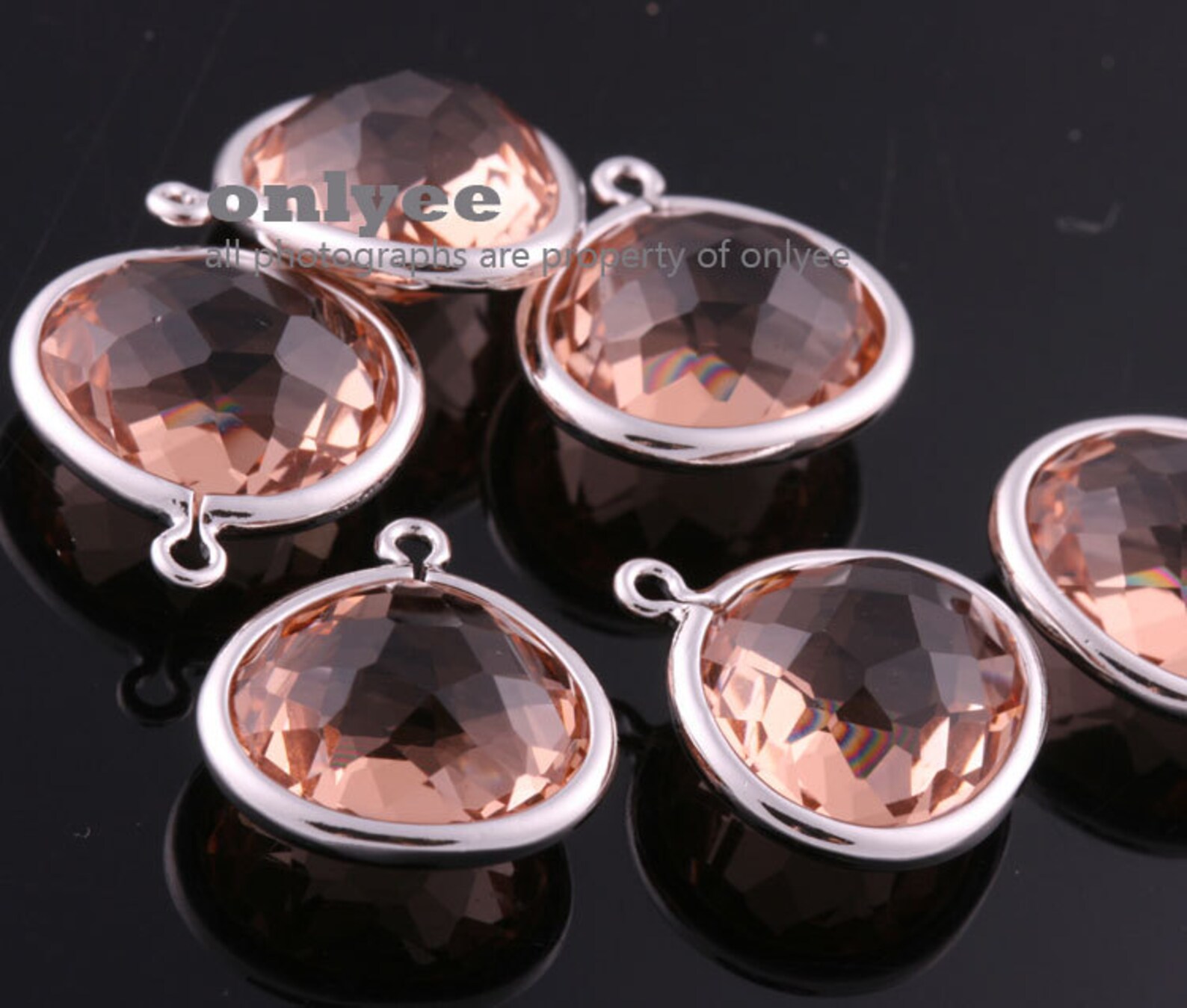 2pcs16mmx14.2mm NEW Rhodium Plated Brass Faceted Doublesided Etsy