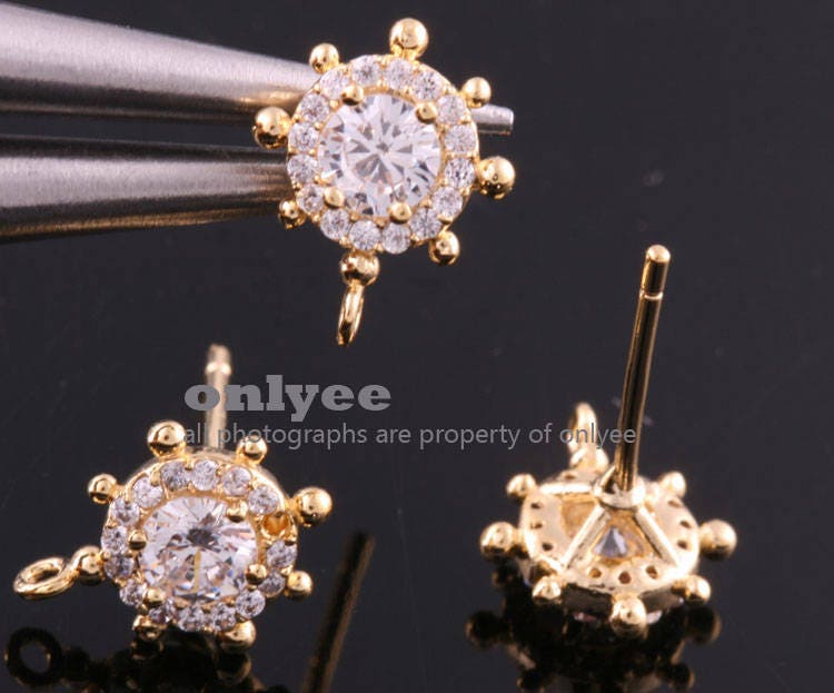 品揃え豊富で Rhodium 1pair/2pcs-10.5mmx8.5mm Plated Sun Round Brass Over アクセサリー