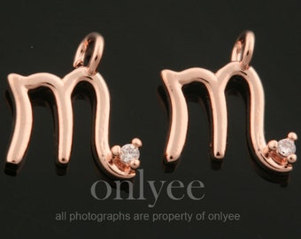 2pcs-9mmX8mm Helder Rose Verguld Messing eenvoudig sterrenbeeld met kubieke charme, hanger, Sieraden aanbod, connector, Schorpioen (K1440R-J)