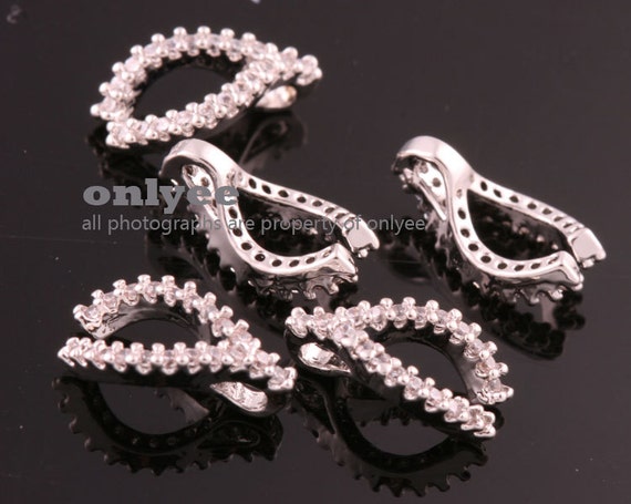 2pcs-10.5mmx5.5mmbright Gold Plated Brass Cubic Zirconia in