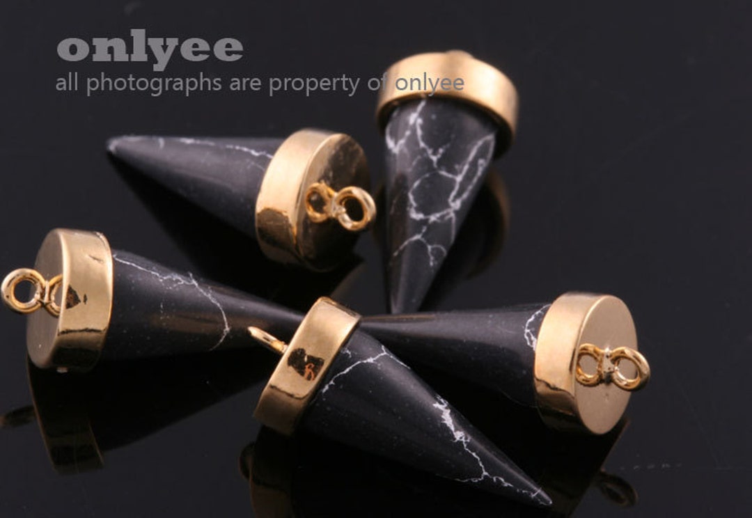 2pcs-14.5mmx6mmbright Gold Plated Brass Gemstone Cone for