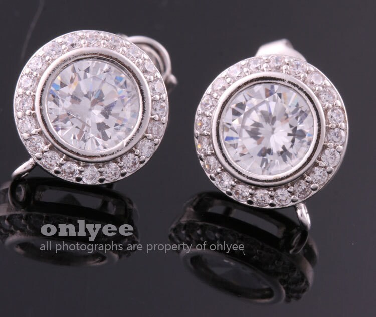 1pair/2pcs-12mmx10.5mmbright Rhodium Plated Over Brass Cubic