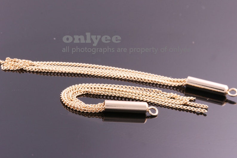 2pcs-75mmX3.5mm Gold plated over Brass chain tassel charms, dangles for earrings, necklace pendantsK1169G image 2