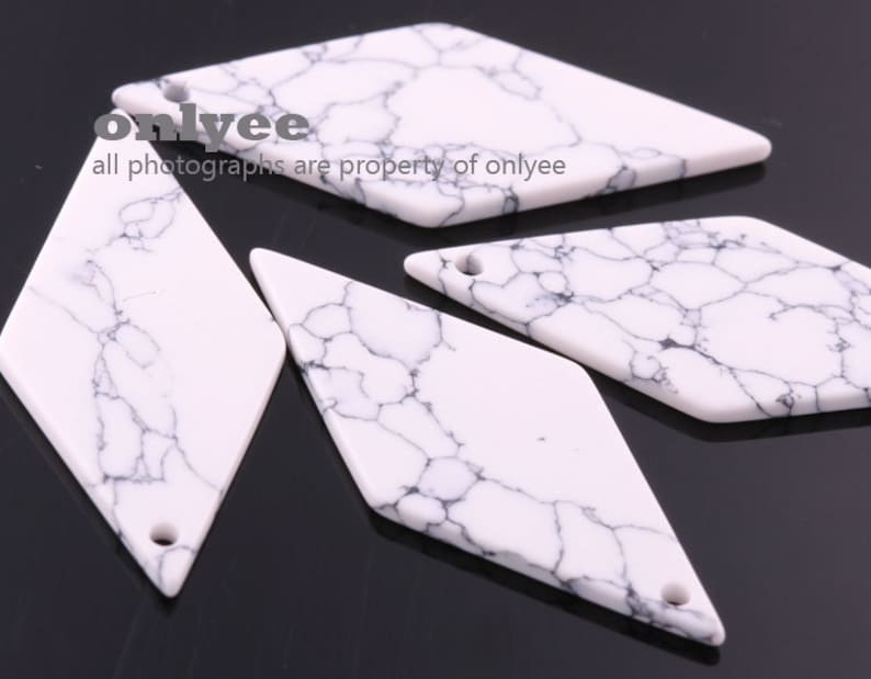 2pcs-35mmX15mm BlackHowlite Gemstone Diamond for Pendants,charms-BlackHowlite K1125