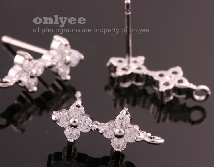 送料無料◆2024新品  1pair/2pcs-15.2mmx6.5mmrhodium Cubic Brass Over Plated アクセサリー